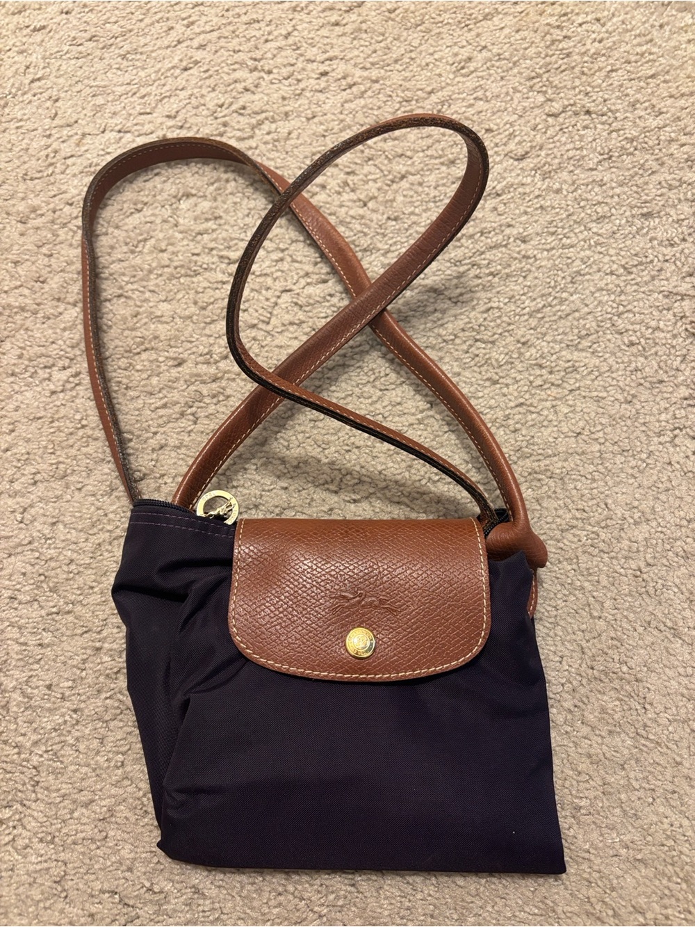 Le Pliage Original Large Nylon Shoulder Tote Bag Plum